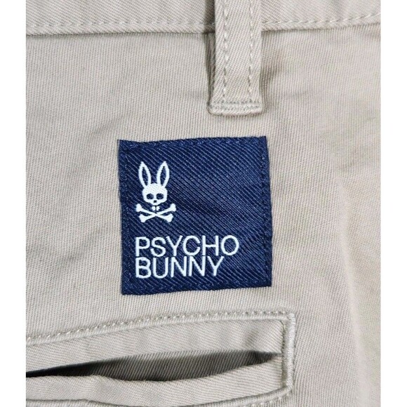 Psycho Bunny Other - Psycho Bunny Khaki Chino Shorts Mens 33 Cotton Blend Flat Front Logo PreppyPunk